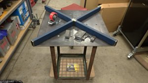 DIY - Welding Bench. New bracket to mount the castors.  It's bolted on.